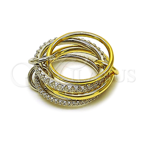 Oro Laminado Multi Stone Ring, Gold Filled Style with White Cubic Zirconia, Polished, Golden Finish, 01.443.0004.07