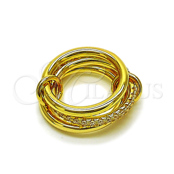 Oro Laminado Multi Stone Ring, Gold Filled Style with White Cubic Zirconia, Polished, Golden Finish, 01.443.0006.06