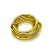 Oro Laminado Multi Stone Ring, Gold Filled Style with White Cubic Zirconia, Polished, Golden Finish, 01.443.0006.06