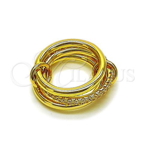 Oro Laminado Multi Stone Ring, Gold Filled Style with White Cubic Zirconia, Polished, Golden Finish, 01.443.0006.08