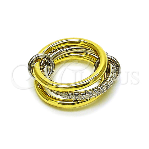 Oro Laminado Multi Stone Ring, Gold Filled Style with White Cubic Zirconia, Polished, Two Tone, 01.443.0006.1.07 (Size 7)