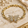 Oro Laminado Fancy Bracelet, Gold Filled Style Butterfly Design, with White Cubic Zirconia, Polished, Golden Finish, 03.266.0068.08 (Thickness, 8 Inches Length)