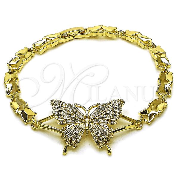 Gold Filled Bracelet — Fancy Bracelet Butterfly Design with White Cubic Zirconia — main product view — SKU 163700 | Oro Laminado brazalete — elegante Bracelet mariposa diseño with blanco Cubic Zirconia — SKU 163700