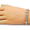 Oro Laminado Fancy Bracelet, Gold Filled Style Heart Design, with White Cubic Zirconia, Polished, Golden Finish, 03.266.0071.08 (Thickness, 8 Inches Length)