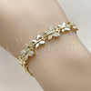 Oro Laminado Fancy Bracelet, Gold Filled Style Butterfly Design, with White Cubic Zirconia, Polished, Golden Finish, 03.266.0072.08 (09 MM Thickness, 8 Inches Length)