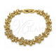 Oro Laminado Fancy Bracelet, Gold Filled Style Butterfly Design, with White Cubic Zirconia, Polished, Golden Finish, 03.266.0072.08 (09 MM Thickness, 8 Inches Length)