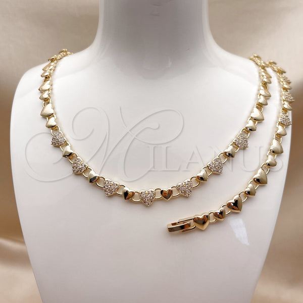 Gold Filled Bracelet — Necklace and Bracelet Heart Design with White Micro — alternate product view — SKU 163707 | Oro Laminado brazalete — Necklace and Bracelet corazón diseño with blanco Micro — SKU 163707