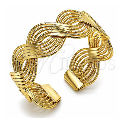 Oro Laminado Individual Bangle, Gold Filled Style Twist Design, Diamond Cutting Finish, Golden Finish, 07.331.0003 (23 MM Thickness, One size fits all)