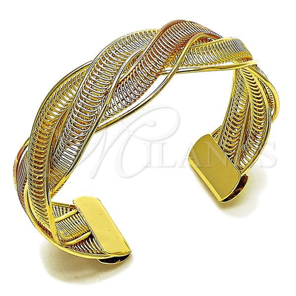 Oro Laminado Individual Bangle, Gold Filled Style Twist Design, Polished, Tricolor, 07.331.0004.1 (20 MM Thickness, One size fits all)