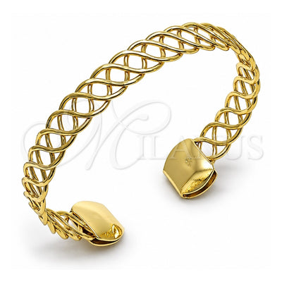 Oro Laminado Individual Bangle, Gold Filled Style Twist Design, Polished, Golden Finish, 07.331.0005 (09 MM Thickness, One size fits all)
