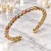 Oro Laminado Individual Bangle, Gold Filled Style Hollow Design, Diamond Cutting Finish, Tricolor, 07.331.0007 (Thickness, One size fits all)