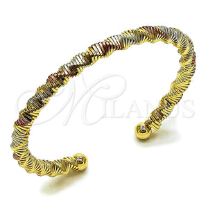 Gold Filled Jewelry — Individual Bangle Hollow Design Diamond Cutting Tricolor 07. — main product view — SKU 163716 | Oro Laminado joyería — Individual Bangle Hollow diseño Diamond Cutting Tricolor 07. — SKU 163716