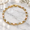 Oro Laminado Fancy Bracelet, Gold Filled Style Mariner Design, Diamond Cutting Finish, Tricolor, 03.213.0432.08 (04 MM Thickness, 8 Inches Length)