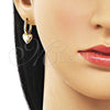 Oro Laminado Huggie Hoop, Gold Filled Style Heart Design, Polished, Golden Finish, 02.213.0912.16