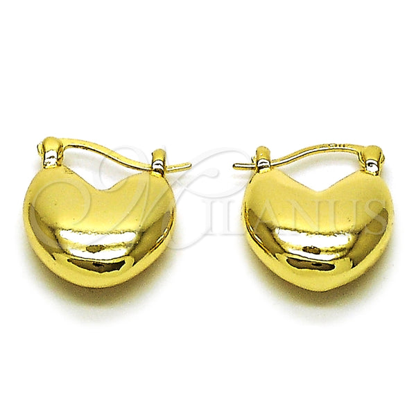 Gold Filled Hoop Earrings — Small Hoop Heart Design Polished 02. — main product view — SKU 163729 | Oro Laminado aretes de aro — aro pequeño corazón diseño pulido 02. — SKU 163729
