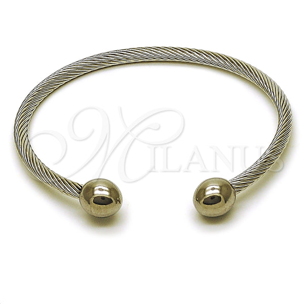 Stainless Steel Individual Bangle, Ball and Twist Design, Polished, Steel Finish, 07.244.0012