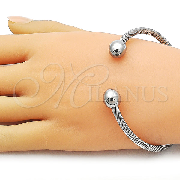Stainless Steel Jewelry — Individual Bangle Ball and Twist Design Polished 07. — alternate product view — SKU 163736 | Acero Inoxidable joyería — Individual Bangle Ball and Twist diseño pulido 07. — SKU 163736