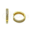 Oro Laminado Huggie Hoop, Gold Filled Style with White Micro Pave, Polished, Golden Finish, 02.195.0371.20