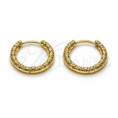 Oro Laminado Huggie Hoop, Gold Filled Style Diamond Cutting Finish, Golden Finish, 02.195.0377.18