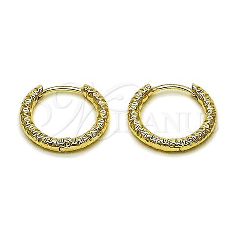 Oro Laminado Huggie Hoop, Gold Filled Style Diamond Cutting Finish, Golden Finish, 02.195.0377.18
