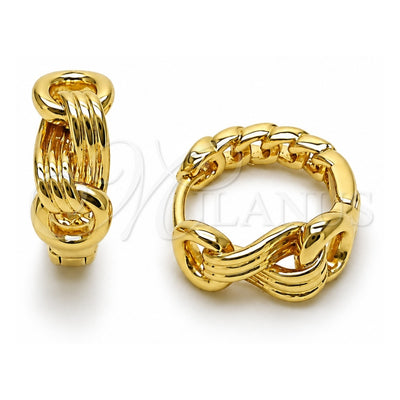 Oro Laminado Huggie Hoop, Gold Filled Style Miami Cuban Design, Polished, Golden Finish, 02.195.0378.16