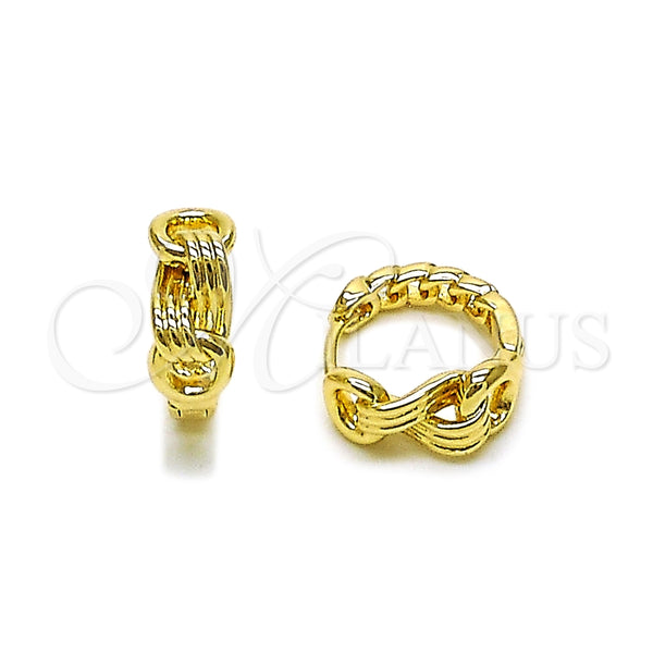 Gold Filled Hoop Earrings — Huggie Hoop Miami Cuban Design Polished 02. — main product view — SKU 163748 | Oro Laminado aretes de aro — Huggie Hoop Miami Cuban diseño pulido 02. — SKU 163748