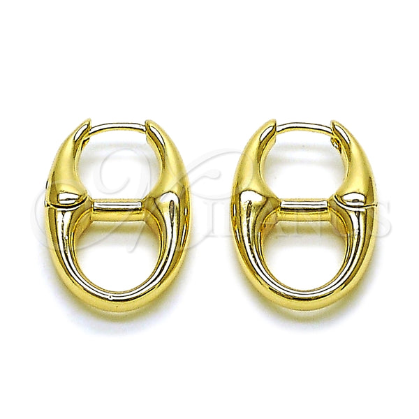 Gold Filled Hoop Earrings — Huggie Hoop Puff Mariner Design Polished 02. — main product view — SKU 163749 | Oro Laminado aretes de aro — Huggie Hoop Puff Mariner diseño pulido 02. — SKU 163749