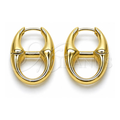 Oro Laminado Huggie Hoop, Gold Filled Style Puff Mariner Design, Polished, Golden Finish, 02.195.0379.16