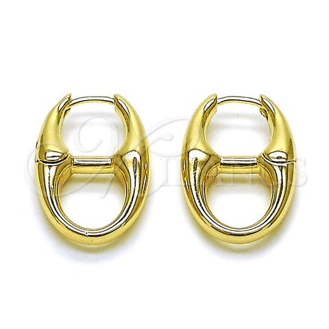 Oro Laminado Huggie Hoop, Gold Filled Style Puff Mariner Design, Polished, Golden Finish, 02.195.0379.16