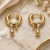 Oro Laminado Huggie Hoop, Gold Filled Style Teardrop Design, Polished, Golden Finish, 02.195.0380.15