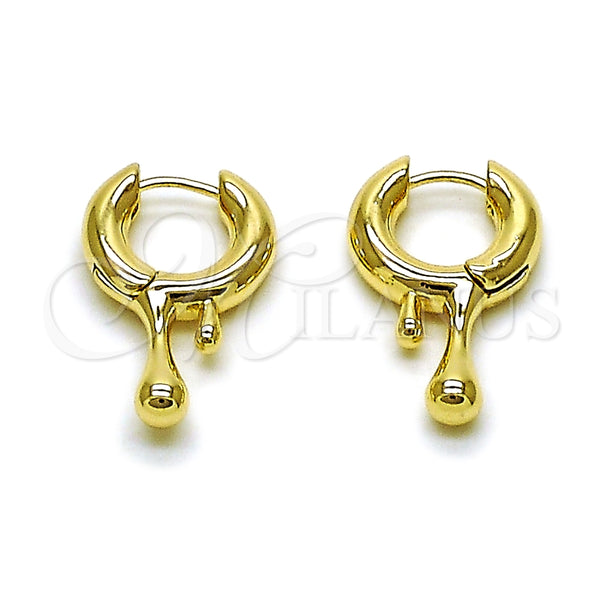 Gold Filled Hoop Earrings — Huggie Hoop Teardrop Design Polished 02. — main product view — SKU 163750 | Oro Laminado aretes de aro — Huggie Hoop Teardrop diseño pulido 02. — SKU 163750