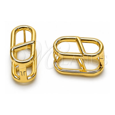 Oro Laminado Huggie Hoop, Gold Filled Style Puff Mariner Design, Polished, Golden Finish, 02.195.0383.12