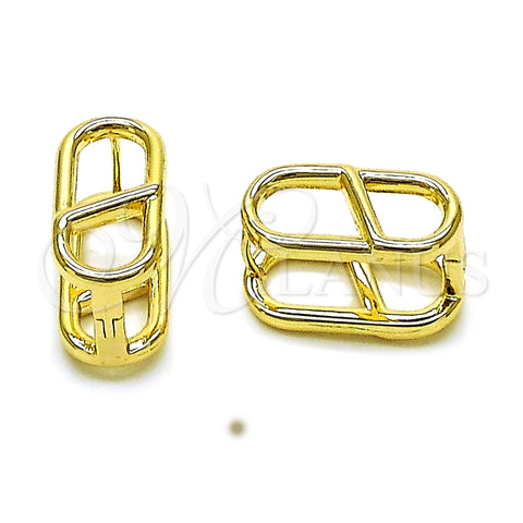 Oro Laminado Huggie Hoop, Gold Filled Style Puff Mariner Design, Polished, Golden Finish, 02.195.0383.12