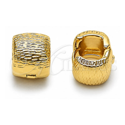 Oro Laminado Huggie Hoop, Gold Filled Style Diamond Cutting Finish, Golden Finish, 02.195.0384.16