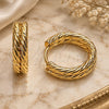 Oro Laminado Huggie Hoop, Gold Filled Style Twist Design, Diamond Cutting Finish, Golden Finish, 02.195.0385.16