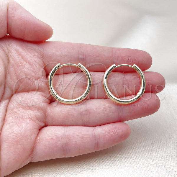 Gold Filled Hoop Earrings — Huggie Hoop Polished 02. — alternate product view — SKU 163768 | Oro Laminado aretes de aro — Huggie Hoop pulido 02. — SKU 163768