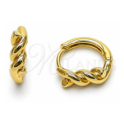 Oro Laminado Huggie Hoop, Gold Filled Style Twist Design, Polished, Golden Finish, 02.195.0396.14