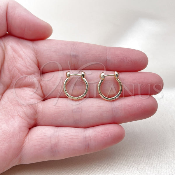 Gold Filled Hoop Earrings — Huggie Hoop Horseshoe Design Polished 02. — alternate product view — SKU 163778 | Oro Laminado aretes de aro — Huggie Hoop Horseshoe diseño pulido 02. — SKU 163778