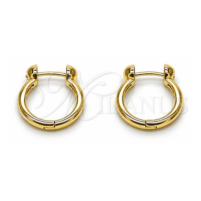 Oro Laminado Huggie Hoop, Gold Filled Style Horseshoe Design, Polished, Golden Finish, 02.195.0397.14