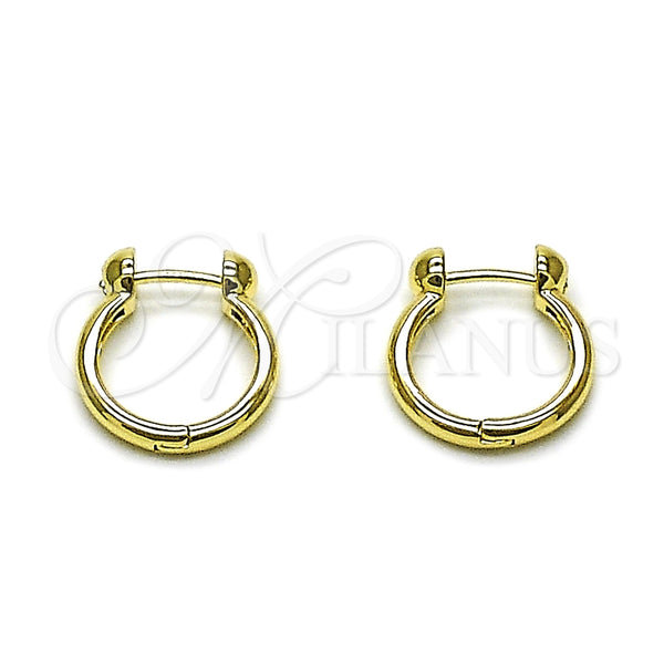 Gold Filled Hoop Earrings — Huggie Hoop Horseshoe Design Polished 02. — main product view — SKU 163778 | Oro Laminado aretes de aro — Huggie Hoop Horseshoe diseño pulido 02. — SKU 163778