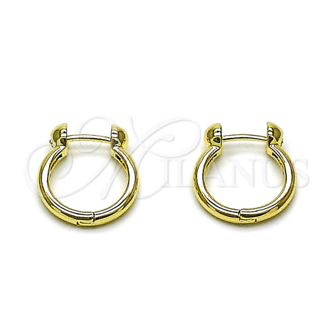 Oro Laminado Huggie Hoop, Gold Filled Style Horseshoe Design, Polished, Golden Finish, 02.195.0397.14