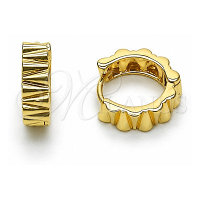 Oro Laminado Huggie Hoop, Gold Filled Style Diamond Cutting Finish, Golden Finish, 02.195.0398.14