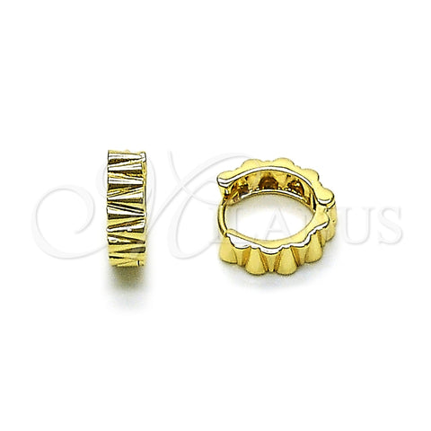 Oro Laminado Huggie Hoop, Gold Filled Style Diamond Cutting Finish, Golden Finish, 02.195.0398.14