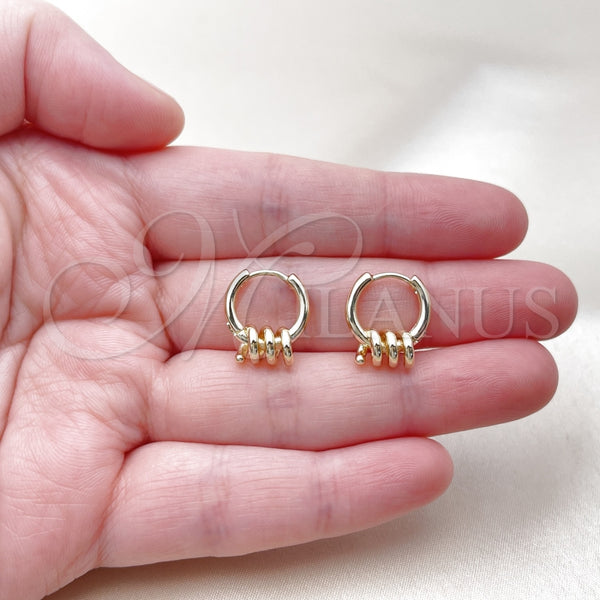 Gold Filled Hoop Earrings — Huggie Hoop Spiral Design Polished 02. — alternate product view — SKU 163786 | Oro Laminado aretes de aro — Huggie Hoop espiral diseño pulido 02. — SKU 163786