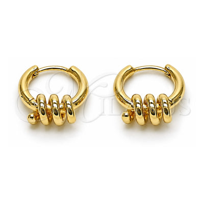Oro Laminado Huggie Hoop, Gold Filled Style Spiral Design, Polished, Golden Finish, 02.195.0405.14