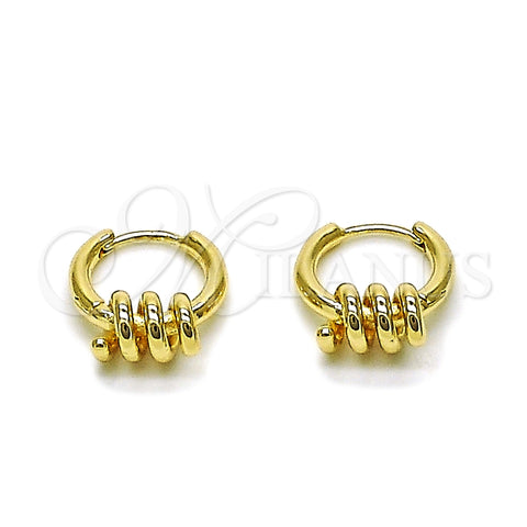 Oro Laminado Huggie Hoop, Gold Filled Style Spiral Design, Polished, Golden Finish, 02.195.0405.14