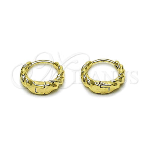 Gold Filled Hoop Earrings — Huggie Hoop Twist Design Polished 02. — main product view — SKU 163787 | Oro Laminado aretes de aro — Huggie Hoop Twist diseño pulido 02. — SKU 163787