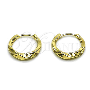 Gold Filled Hoop Earrings — Huggie Hoop Twist Design Polished 02. — main product view — SKU 163788 | Oro Laminado aretes de aro — Huggie Hoop Twist diseño pulido 02. — SKU 163788