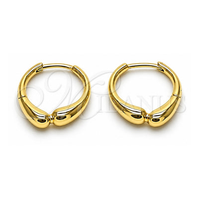 Oro Laminado Huggie Hoop, Gold Filled Style Teardrop Design, Polished, Golden Finish, 02.195.0408.16