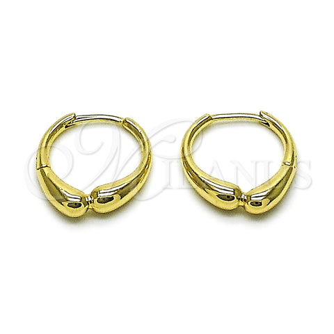 Oro Laminado Huggie Hoop, Gold Filled Style Teardrop Design, Polished, Golden Finish, 02.195.0408.16